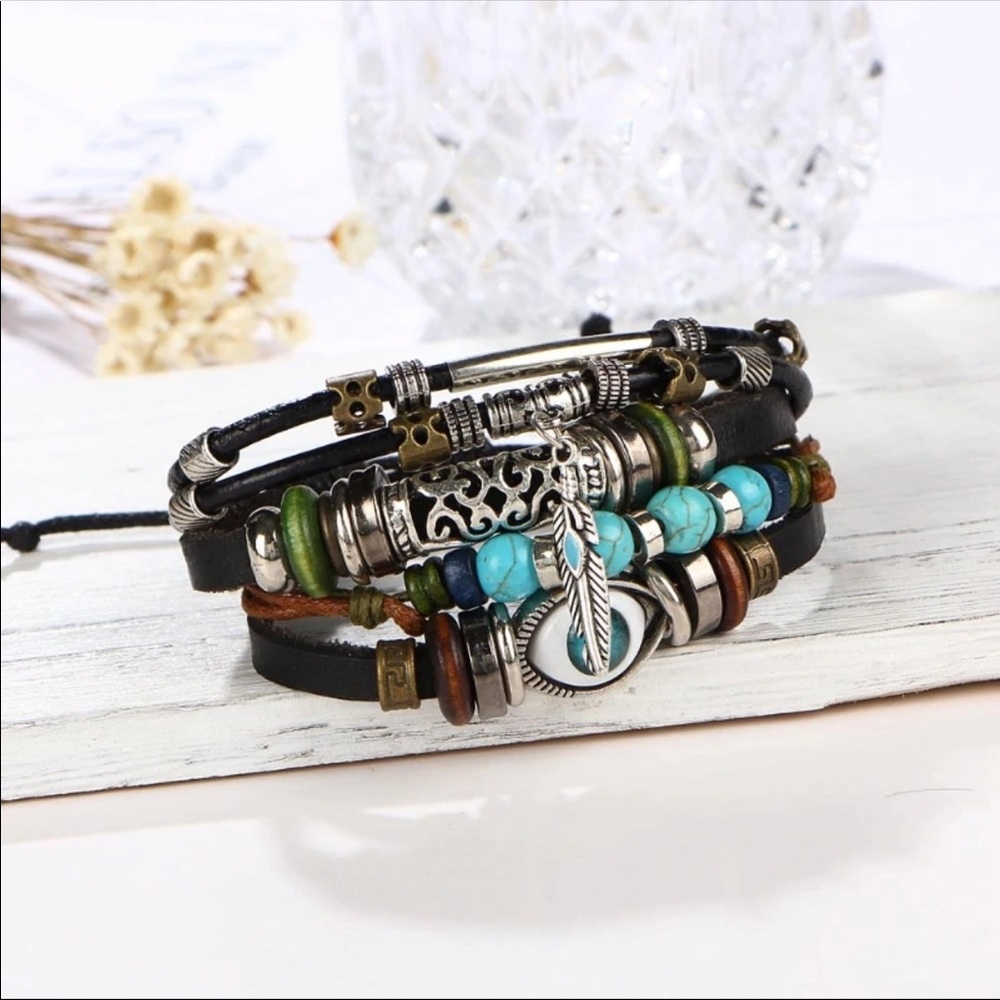 Unisex all seeing eye tribal charm bracelet